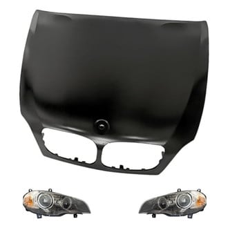 Replacement - 3-Piece Kit (Driver and Passenger Side Headlight Lenses and Housings, Hood Panel) (Standard Line)