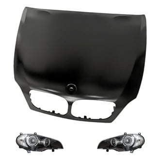 Replacement BNDL-219464 - 3-Piece Kit (Driver and Passenger Side Headlight Lenses and Housings, Hood Panel) (Standard Line)