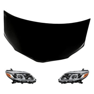 Replacement - 3-Piece Kit (Driver and Passenger Side Headlight Lenses and Housings, Hood Panel) (Standard Line)