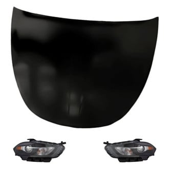 Replacement - 3-Piece Kit (Driver and Passenger Side Headlight Lenses and Housings, Hood Panel) (Standard Line)