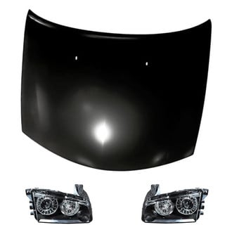 Replacement - 3-Piece Kit (Driver and Passenger Side Headlight Lenses and Housings, Hood Panel) (Standard Line)