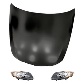 Replacement - 3-Piece Kit (Driver and Passenger Side Headlight Lenses and Housings, Hood Panel) (Standard Line)