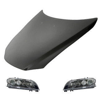 Replacement BNDL-219532 - 3-Piece Kit (Driver and Passenger Side Headlight Lenses and Housings, Hood Panel) (Standard Line)