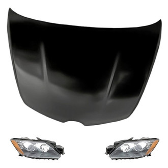 Replacement - 3-Piece Kit (Driver and Passenger Side Headlight Lenses and Housings, Hood Panel) (Standard Line)