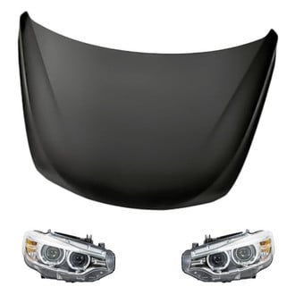 Replacement - 3-Piece Kit (Driver and Passenger Side Headlight Lenses and Housings, Hood Panel) (Standard Line)