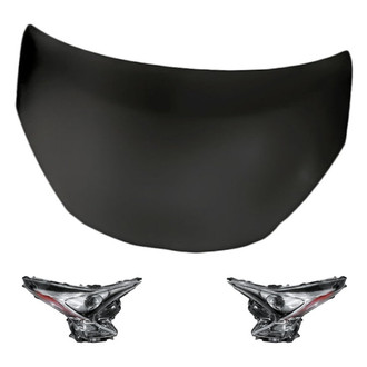 Replacement - 3-Piece Kit (Driver and Passenger Side Headlight Lenses and Housings, Hood Panel) (Standard Line)