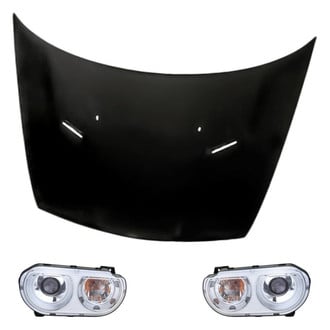 Replacement - 3-Piece Kit (Driver and Passenger Side Headlight Lenses and Housings, Hood Panel) (Standard Line)