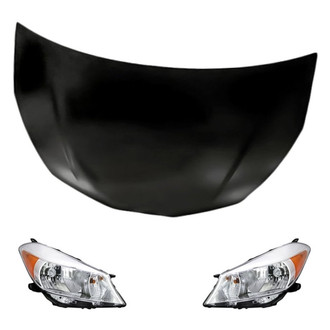 Replacement - 3-Piece Kit (Driver and Passenger Side Headlight Lenses and Housings, Hood Panel) (Standard Line)