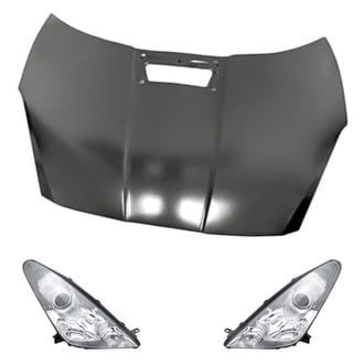 Replacement - 3-Piece Kit (Driver and Passenger Side Headlight Lenses and Housings, Hood Panel) (Standard Line)