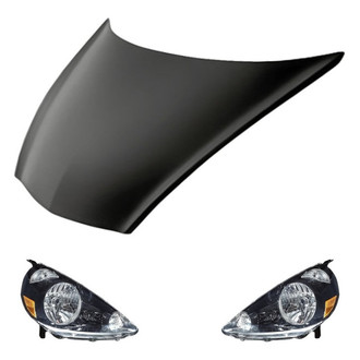 Replacement BNDL-219642 - 3-Piece Kit (Driver and Passenger Side Headlight Lenses and Housings, Hood Panel) (Standard Line)