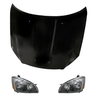 Replacement - 3-Piece Kit (Driver and Passenger Side Headlight Lenses and Housings, Hood Panel) (Standard Line)