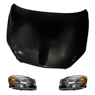 Replacement - 3-Piece Kit (Driver and Passenger Side Headlight Lenses and Housings, Hood Panel) (Standard Line)