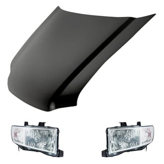 Replacement - 3-Piece Kit (Driver and Passenger Side Headlight Lenses and Housings, Hood Panel) (Standard Line)