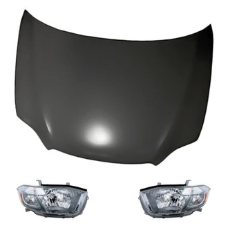 Replacement - 3-Piece Kit (Driver and Passenger Side Headlight Lenses and Housings, Hood Panel) (Standard Line)