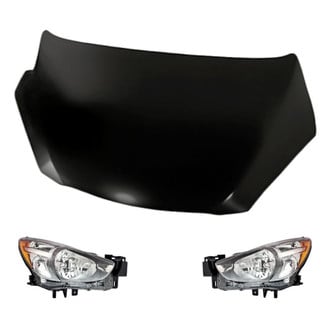 Replacement - 3-Piece Kit (Driver and Passenger Side Headlight Lenses and Housings, Hood Panel) (Standard Line)