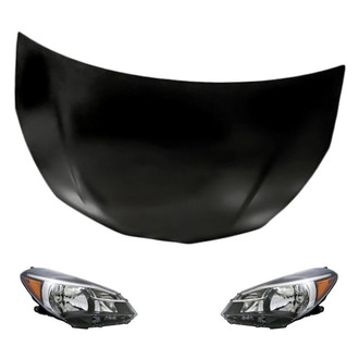 Replacement - 3-Piece Kit (Driver and Passenger Side Headlight Lenses and Housings, Hood Panel) (Standard Line)