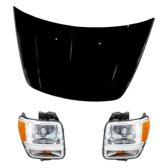 Replacement - 3-Piece Kit (Driver and Passenger Side Headlight Lenses and Housings, Hood Panel) (Standard Line)