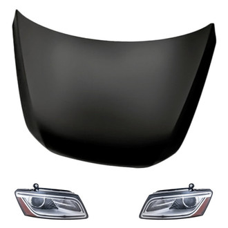 Replacement - 3-Piece Kit (Driver and Passenger Side Headlight Lenses and Housings, Hood Panel) (Standard Line)