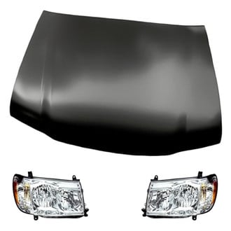 Replacement - 3-Piece Kit (Driver and Passenger Side Headlight Lenses and Housings, Hood Panel) (Standard Line)