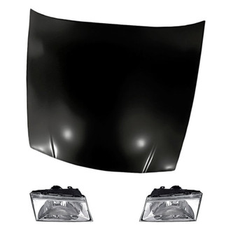 Replacement - 3-Piece Kit (Driver and Passenger Side Headlight Lenses and Housings, Hood Panel) (Standard Line)