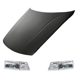 Replacement - 3-Piece Kit (Driver and Passenger Side Headlight Lenses and Housings, Hood Panel) (Standard Line)
