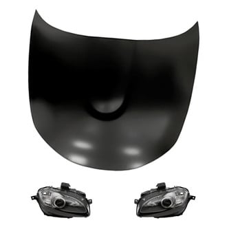 Replacement - 3-Piece Kit (Driver and Passenger Side Headlight Lenses and Housings, Hood Panel) (Standard Line)