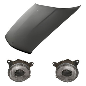 Replacement - 3-Piece Kit (Driver and Passenger Side Headlight Lenses and Housings, Hood Panel) (Standard Line)