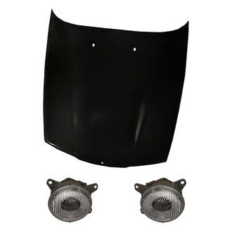 Replacement - 3-Piece Kit (Driver and Passenger Side Headlight Lenses and Housings, Hood Panel) (Standard Line)