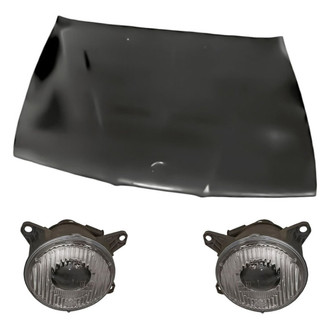 Replacement - 3-Piece Kit (Driver and Passenger Side Headlight Lenses and Housings, Hood Panel) (Standard Line)