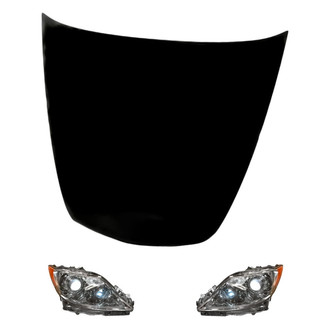 Replacement - 3-Piece Kit (Driver and Passenger Side Headlight Lenses and Housings, Hood Panel) (Standard Line)