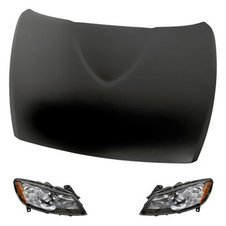 Replacement - 3-Piece Kit (Driver and Passenger Side Headlight Lenses and Housings, Hood Panel) (Standard Line)