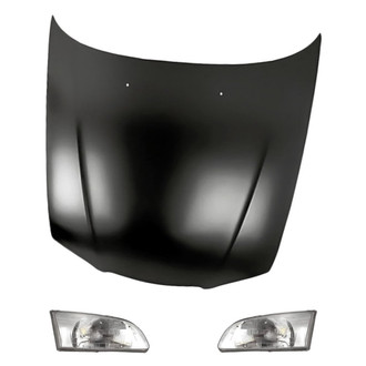 Replacement - 3-Piece Kit (Driver and Passenger Side Headlight Lenses and Housings, Hood Panel) (Standard Line)