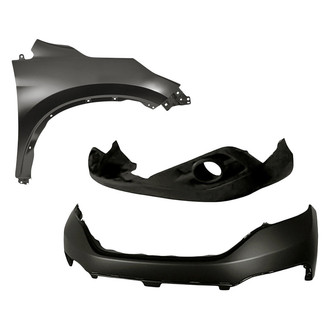 Replacement - 3-Piece (Front Upper and Lower Bumper Cover, Front Passenger Side Fender) (CAPA Certified)