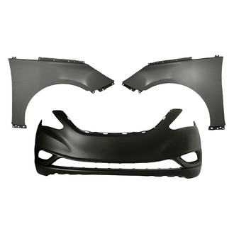 Replacement - 3-Piece (Front Bumper Cover, Front Driver and Passenger Side Fender) (CAPA Certified)