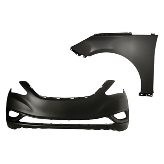 Replacement BNDL-220246 - 2-Piece (Front Bumper Cover, Front Driver Side Fender) (Standard Line)
