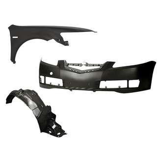 Replacement - 3-Piece (Front Bumper Cover, Front Passenger Side Fender, Front Passenger Side Fender Liner) (Standard Line)
