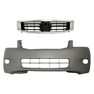Replacement - 2-Piece (Front Bumper Cover, Grille)
