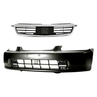 Replacement - 2-Piece (Front Bumper Cover, Grille)