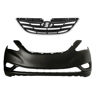 Replacement - 2-Piece (Front Bumper Cover, Grille)