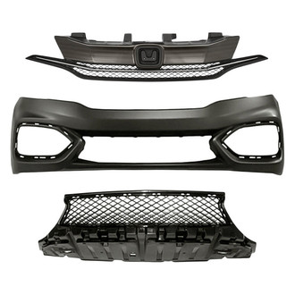 Replacement - 3-Piece (Front Bumper Cover, Grille, Front Bumper Grille) (Standard Line)