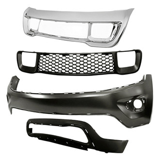 Replacement - 4-Piece (Front Upper and Lower Bumper Cover, Front Bumper Grille, Grille Frame) (CAPA Certified)