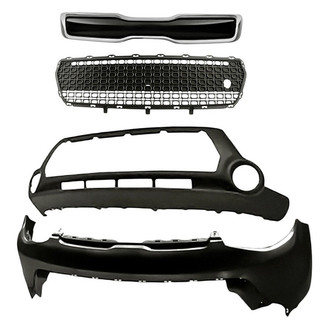 Replacement - 4-Piece (Front Upper and Lower Bumper Cover, Grille, Front Bumper Grille) (CAPA Certified)