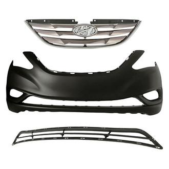 Replacement - 3-Piece (Front Bumper Cover, Grille, Front Bumper Grille) (Standard Line)