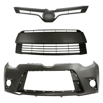 Replacement - 3-Piece (Front Bumper Cover, Grille Bar, Front Lower Bumper Grille) (CAPA Certified)