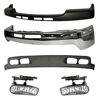 Replacement - 5-Piece (Front Bumper Face Bar, Front Bumper Air Deflector, Driver and Passenger Side Fog Light, Front Upper Bumper Valance) (Standard Line)