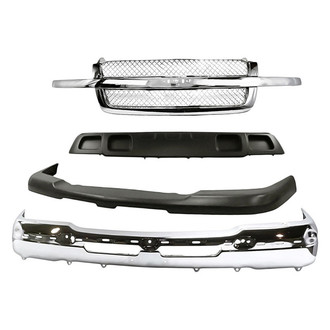 Replacement - 4-Piece (Front Upper Bumper Cover, Grille, Front Bumper Face Bar, Front Bumper Air Deflector) (Standard Line)