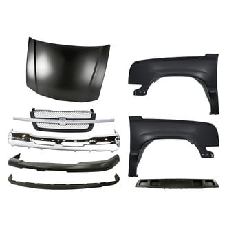 Replacement - 8-Piece (Front Upper Bumper Cover, Front Driver and Passenger Side Fender, Grille, Front Bumper Face Bar, Front Lower Bumper Deflector Extension, Front Bumper Air Deflector, Hood Panel) (Standard Line)