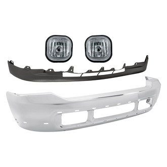 Replacement - 4-Piece (Front Bumper Face Bar, Front Lower Bumper Valance, Driver and Passenger Side Fog Light) (Standard Line)