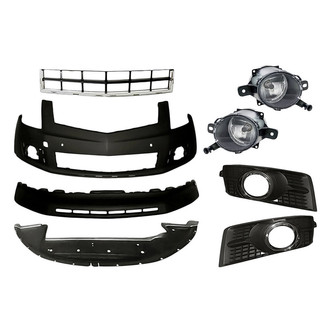 Replacement - 8-Piece (Front Upper and Lower Bumper Cover, Front Lower Bumper Deflector, Driver and Passenger Side Fog Light, Front Center Bumper Grille, Front Inner and Outer Fog Light Bezel) (Standard Line)