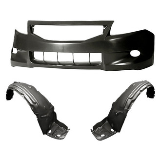 Replacement - 3-Piece (Front Bumper Cover, Front Driver and Passenger Side Fender Liner) (Standard Line)